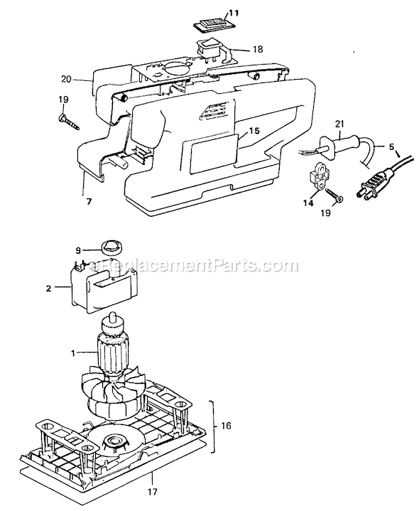 Page A Diagram and Parts List for G-7453 Type 1 Black and Decker Sander Polisher